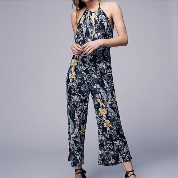 Free People Floral Halter Jumpsuit size 4 - Picture 1 of 10